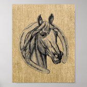  Horse Cameo op Burlap Poster (Voorkant)