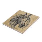 Horse Cameo op Burlap Tegeltje (Zijkant)