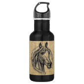 Horse Cameo op Burlap Waterfles (Voorkant)