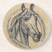 Horse Cameo op Burlap Zandsteen Onderzetter (Voorkant)