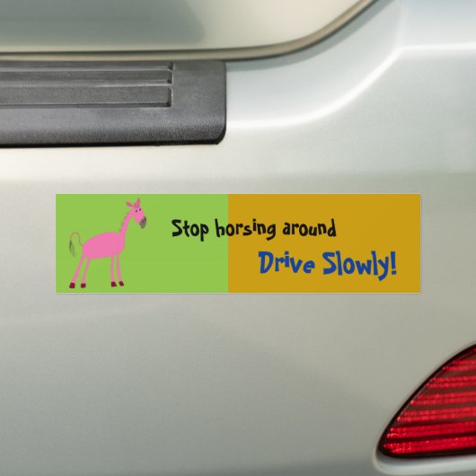 Horse Car Bumpersticker "langzaam rijden" (Op auto)