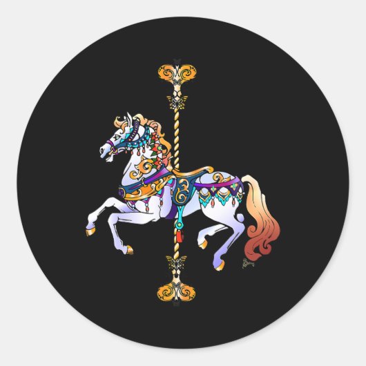 Horse Carousel Horse 186 Pony Ronde Sticker (Voorkant)