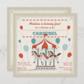 Horse Carousel Invitation Kaart (Voorkant / Achterkant)