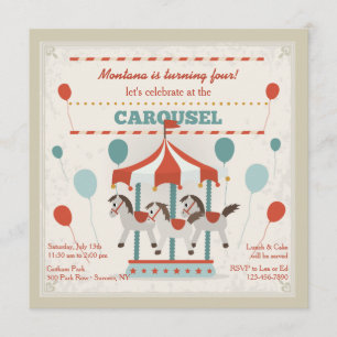 Horse Carousel Invitation Kaart