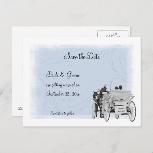 Horse & Carriage Save the Date Briefkaart (Voorkant / Achterkant)