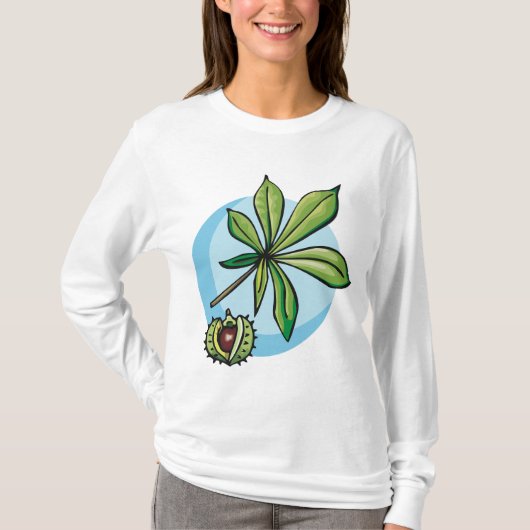 Horse Chestnut Leaf and Conker T-shirt (Voorkant)