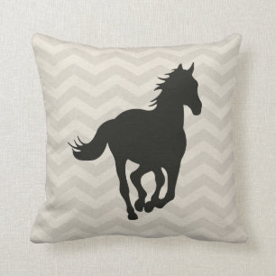 Horse Chevron Pattern Black Grey Cream Kussen