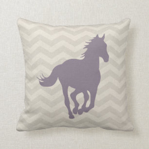 Horse Chevron Pattern Lavender Gray Cream Kussen