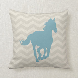 Horse Chevron Pattern Light Blue Grey Cream Kussen