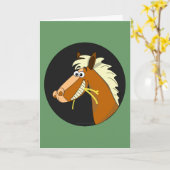 Horse Chewing Hay Birthday Kaart (groen) (Gele Bloem)