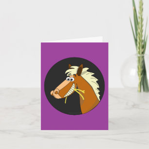 Horse Chewing Hay Birthday Kaart (paarse)