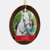 Horse Christmas rustic chic Custom Photo + Text Keramisch Ornament (Rechts)