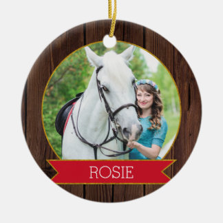 Horse Christmas rustic chic Custom Photo + Text Keramisch Ornament