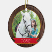 Horse Christmas rustic chic Custom Photo + Text Keramisch Ornament (Links)