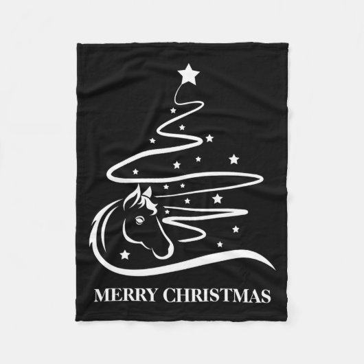 Horse Christmas Tree Black And White Equestrian  Fleece Deken (Voorkant)