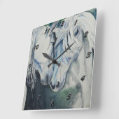 Horse Clock - Waterverf stijl Vierkante Klok (Hoek)