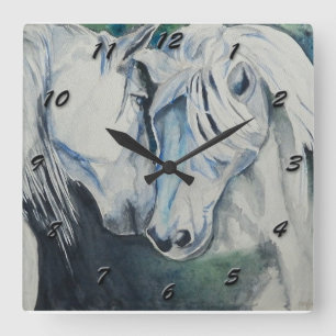 Horse Clock - Waterverf stijl Vierkante Klok