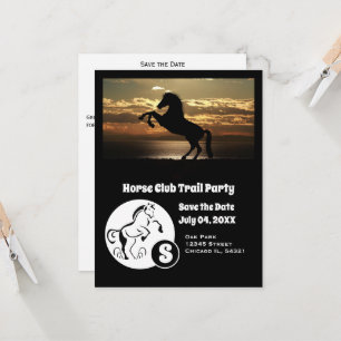 Horse Club Trail Party Monogram Fotouitnodiging Kaart
