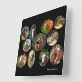Horse Collage Clock Vierkante Klok (Hoek)