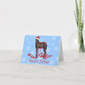 Horse Colt Santa's Helper Rood Pet Sneeuwvlokken Feestdagen Kaart (Voorkant)