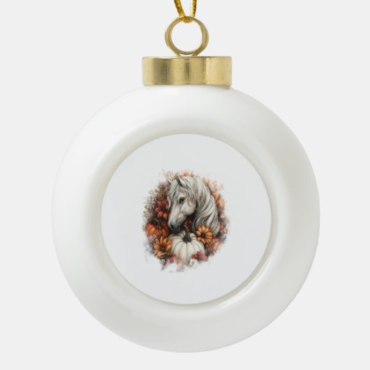 Horse Country Pumpkin Keramische Bal Ornament (Voorkant)