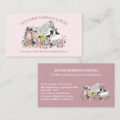 Horse Cow Sheep Dog Cat Pink Farm Animals Visitekaartje (Voorkant / Achterkant)