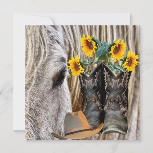 Horse Cowboy Boots Cowboy Pet Barn Board Flowers (Voorkant)