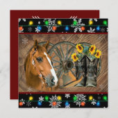 Horse Cowboy Boots Cowboy Pet kerst Feestdagenkaart (Voorkant / Achterkant)