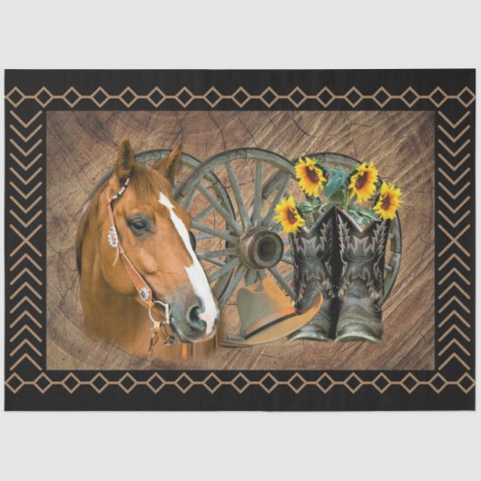 Horse Cowboy Boots Cowboy Pet Tissuepapier (Voorkant)