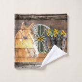 Horse Cowboy Boots Hoefijzer zonnebloemen Bad Handdoek (Wasdoekje)