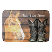 Horse Cowboy Boots Rustic Barn Board Badmat (Voorkant)