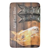 Horse Cowboy Boots Rustic Barn Board Badmat (Voorkant Verticaal)