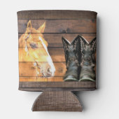 Horse Cowboy Boots Rustic Barn Board Blikjeskoeler (Achterkant)