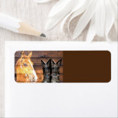 Horse Cowboy Boots Rustic Barn Board Etiket (Insitu)