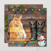 Horse Cowboy Boots Rustic Barn Board Feestdagenkaart (Voorkant / Achterkant)