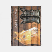Horse Cowboy Boots Rustic Barn Board Fleece Deken (Voorkant)