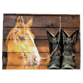 Horse Cowboy Boots Rustic Barn Board Groot Cadeauzakje (Achterkant)
