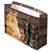 Horse Cowboy Boots Rustic Barn Board Groot Cadeauzakje (Achterkant Gekanteld)