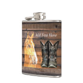 Horse Cowboy Boots Rustic Barn Board Heupfles (Links)