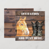 Horse Cowboy Boots Rustic Barn Board Kaart (Voorkant / Achterkant)