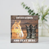 Horse Cowboy Boots Rustic Barn Board Kaart (Staand voorkant)