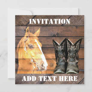 Horse Cowboy Boots Rustic Barn Board Kaart
