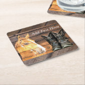 Horse Cowboy Boots Rustic Barn Board Kartonnen Onderzetters (Schuin)