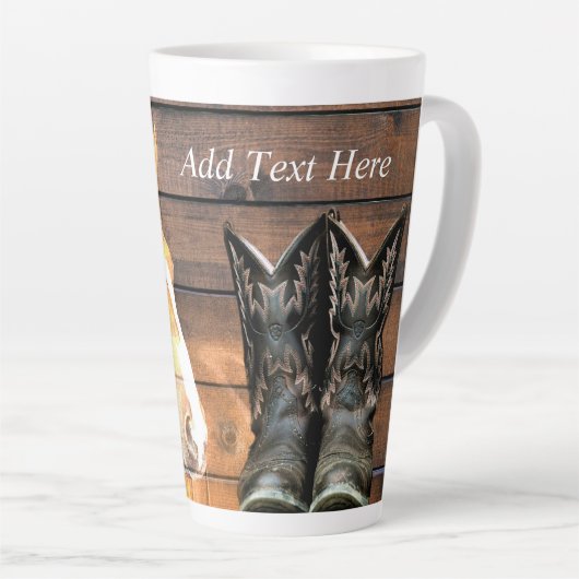 Horse Cowboy Boots Rustic Barn Board Latte Mok (Rechterhoek)