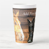Horse Cowboy Boots Rustic Barn Board Latte Mok (Voorkant)