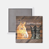 Horse Cowboy Boots Rustic Barn Board Magneet (Voorkant / Achterkant)