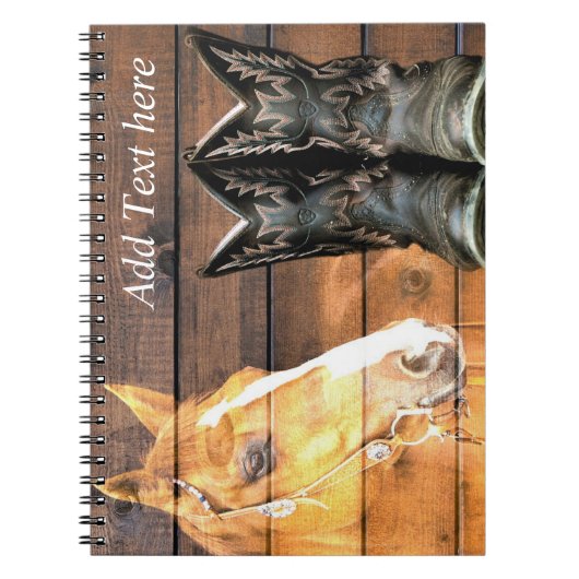 Horse Cowboy Boots Rustic Barn Board Notitieboek (Voorkant)
