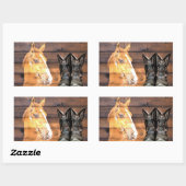 Horse Cowboy Boots Rustic Barn Board Rechthoekige Sticker (Vel)