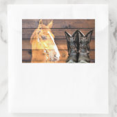 Horse Cowboy Boots Rustic Barn Board Rechthoekige Sticker (Tas)