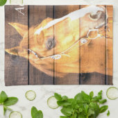 Horse Cowboy Boots Rustic Barn Board Theedoek (Gevouwen)